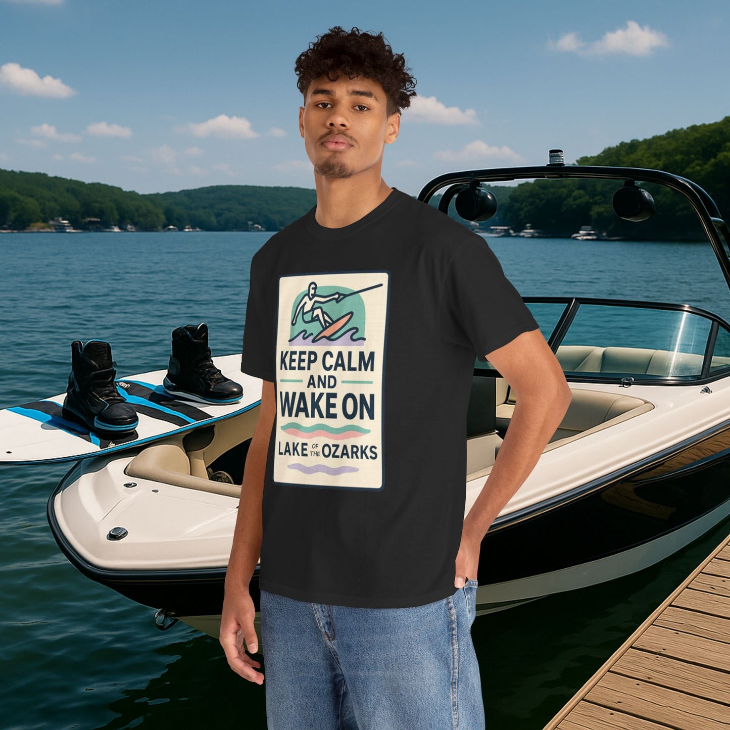 Keep Calm & Wake On – Wakeboard Lake of the Ozarks T-Shirt